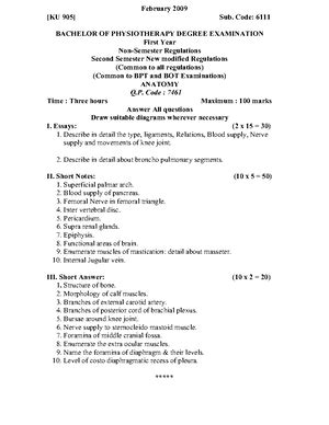 [Solved] Physiology notes for bpt from mgr university - Bpt (PT) - Studocu