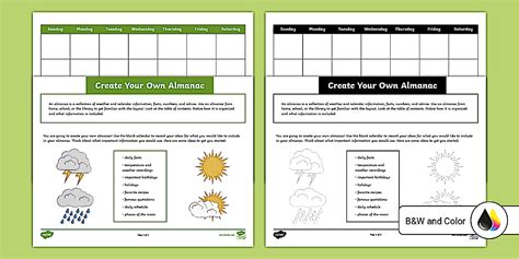 Create Your Own Almanac Worksheet