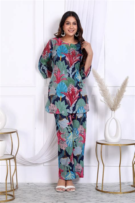 Buy Tropical Collage Printed Cotton Kurta With Pant - Where Tradition ...