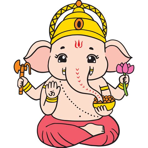 Cartoon cute Ganesha in Hindu god clipart. 21221529 PNG