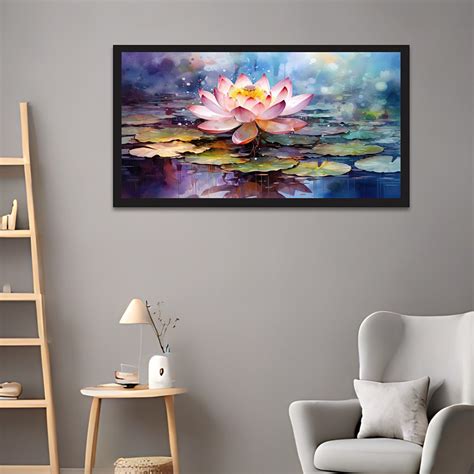 Pink Lotus Flower Floating Frame Canvas Wall Painting – Dekorstation