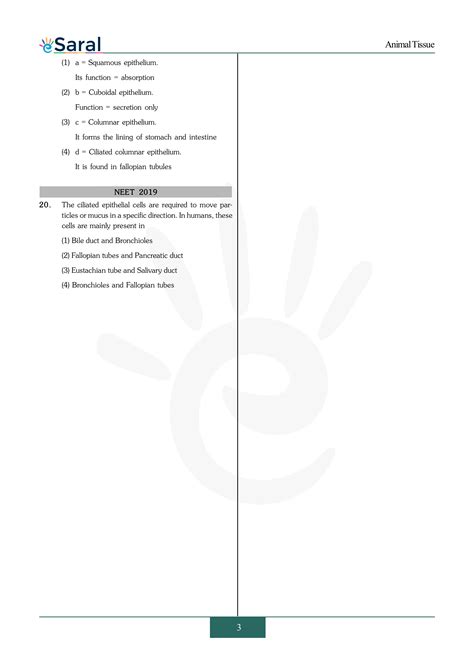 Animal Tissue NEET Previous Year Questions & Solutions