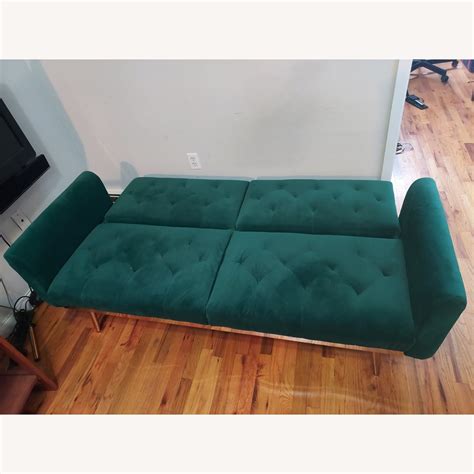 Wayfair Green Velvet Sofa/Futon - AptDeco