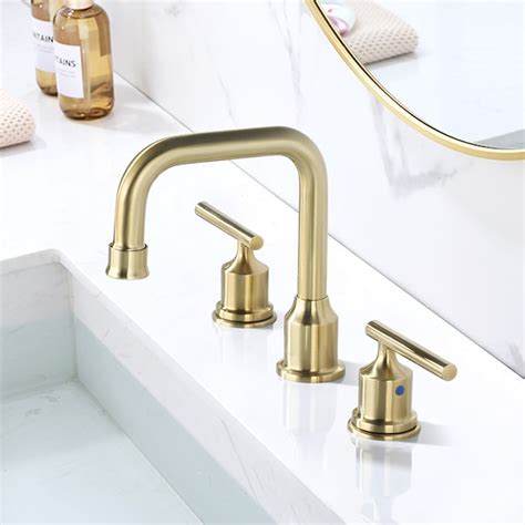 WOWOW Gold Widespread 2-Handle Bathroom Sink Faucet with Drain 2320300G ...