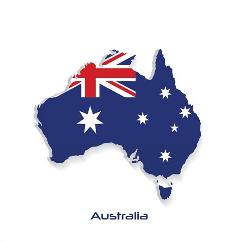 Map and flag of Australia. outline of australian state with a national flag, white background ...