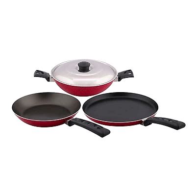 Nirlep Aspa Gift Set 4 pcs - Tawa Fry Pan & Kadai with lid | BAJAJ WORLD