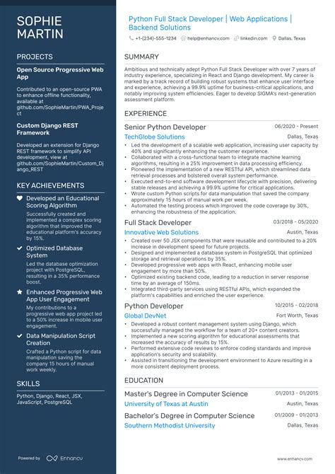 Image result for Python Full-Stack Developer Project Resume