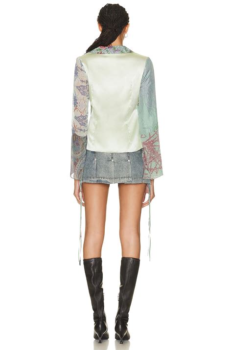 Marine Serre Lace Up Top in Bok Choy | FWRD