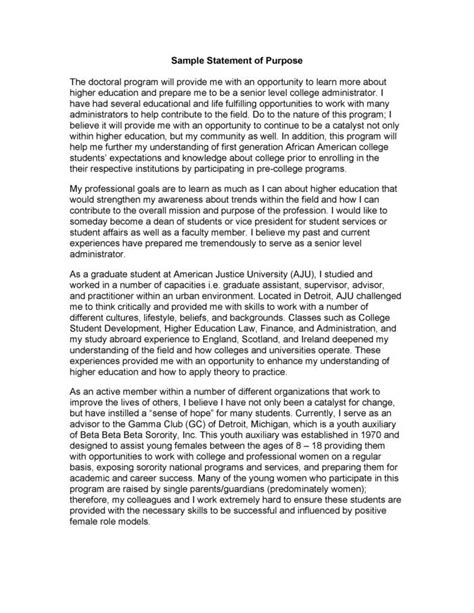 Image result for Statement of Purpose Graduate Examples