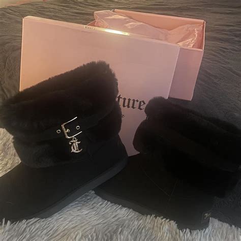 all black juicy couture boots only worn once!... - Depop
