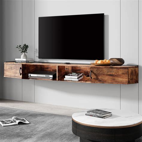 Floating TV Stand Wall Mounted Shelf,Wood Media Console Entertainment ...