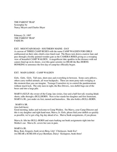 The Parent Trap Script (PDF) | Lecture notes Music | Docsity