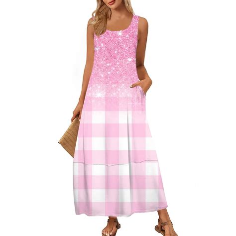 DEJUPE Easter Decorations Elegant Sleeveless Glitter Maxi Dress for ...