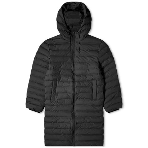 Rains Women's Lohja Long Puffer Jacket in Black Rains