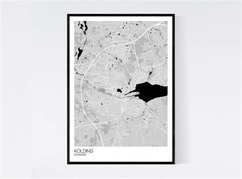 Kolding Denmark City Map Art Print Many Colours 350gsm | Etsy