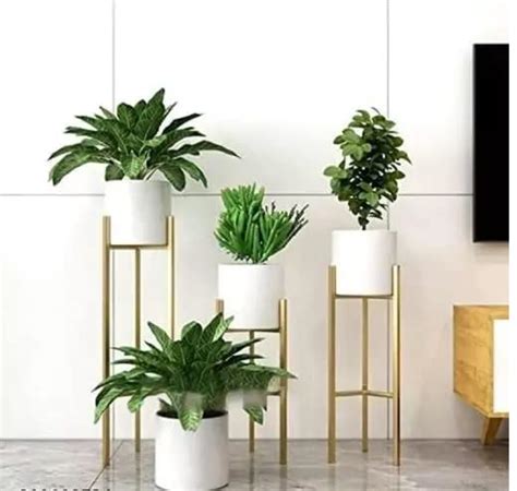 Alk Kareem Modern Metal Decorative Floor Standing Plant Stand with Pot ...