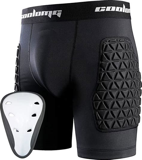 COOLOMG Boys Padded Compression Shorts with Groin Cup Youth Athletic ...