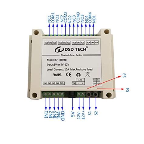 Buy DSD TECH SH-BT04B 4 Channel Bluetooth Relay V2 Support Timer and ...