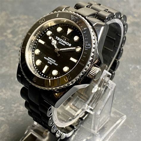 1000円〜 TECHNOS CERAMIC SAPPHIRE WATER RESISTANT 5ATM テクノス メンズ 腕時計 ...