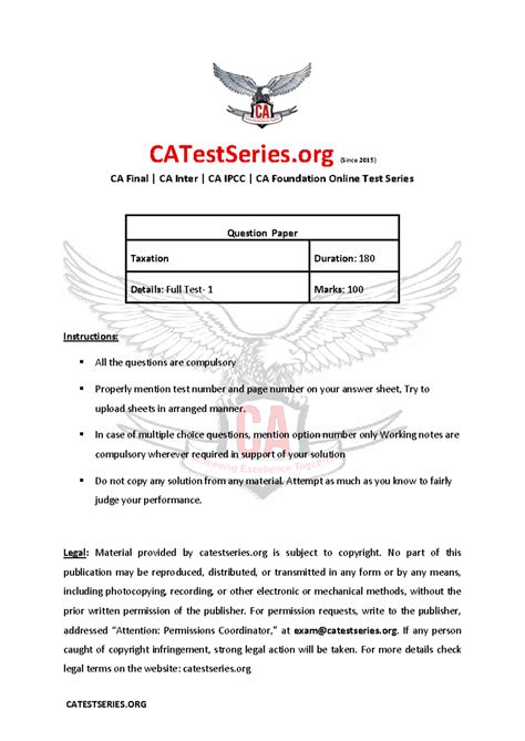Inter Taxation Full Test 1 (2026) - Comprehensive Question Paper - Studocu
