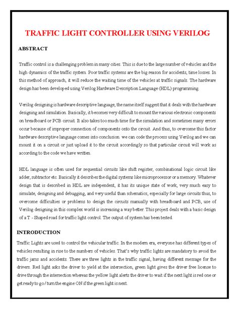 Traffic Light Controller Using Verilog - TRAFFIC LIGHT CONTROLLER USING ...
