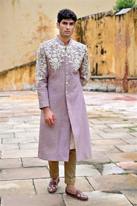 Indian Groom Sherwani set in Light Purple