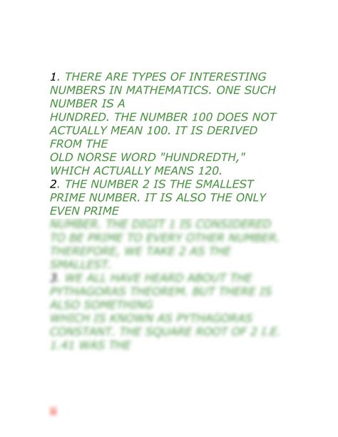 SOLUTION: 6 interesting facts about maths - Studypool