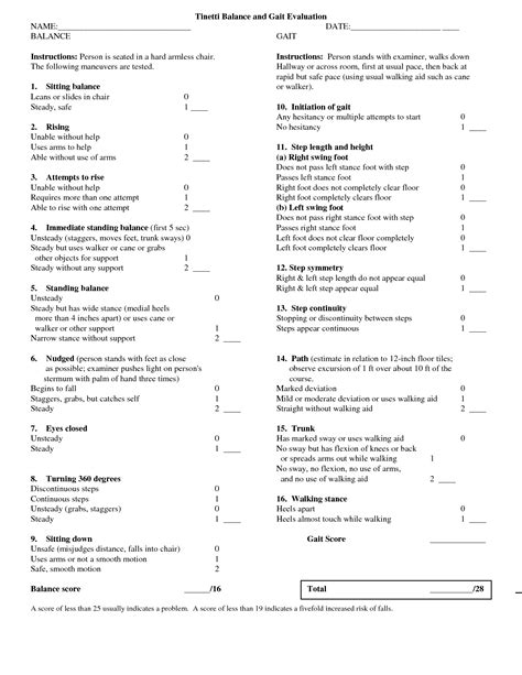 Balance Scale Tinetti Gait