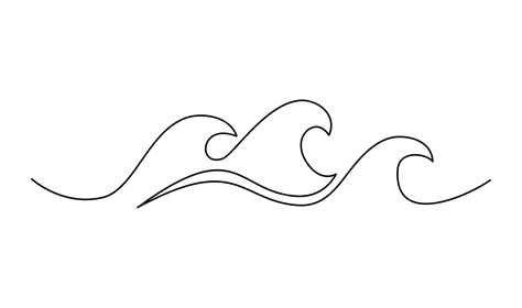 Premium Vector | Ocean sea wave one line drawing art continuous line