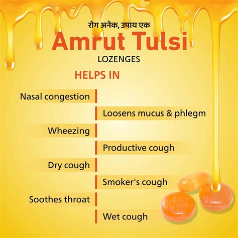 Buy AMRUT TULSI LOZENGES (HONEY LEMON FLAVOUR) 6 TAB | COUGH & SORE ...