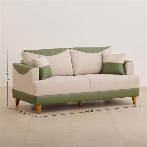 Buy Calvin Fabric 3+2 Seater Sofa Set - Beige and Green from Home ...