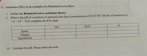 please helpWhat’s the pH of a solution of ammonia that has a ...