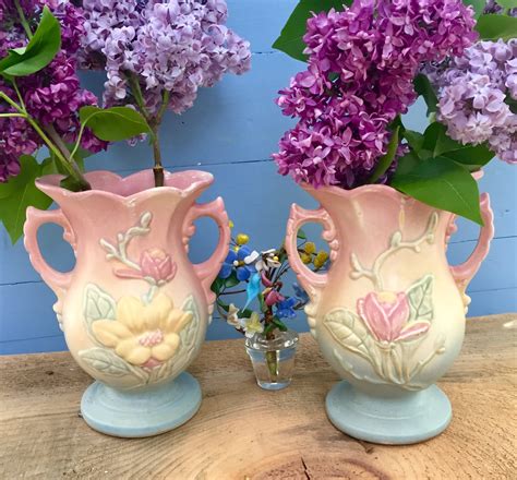Vintage Hull Magnolia Vases, Pair of Hull Vases, Vintage Pottery Vases ...