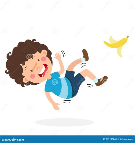 Watch Your Stepnkid Boy Slipping on a Banana Peel Stock Vector ...