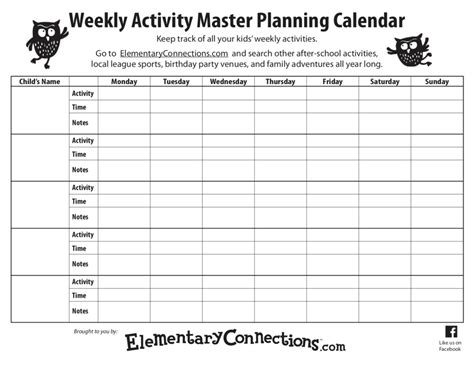 Image result for Printable Activity Planner