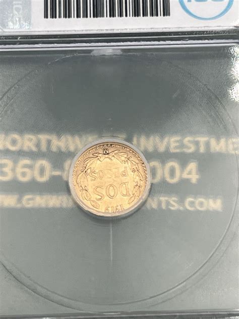 1919 Gold Mexico Gold Dos Pesos Coin 2 Pesos Gold Rare ICG-AU58 ...