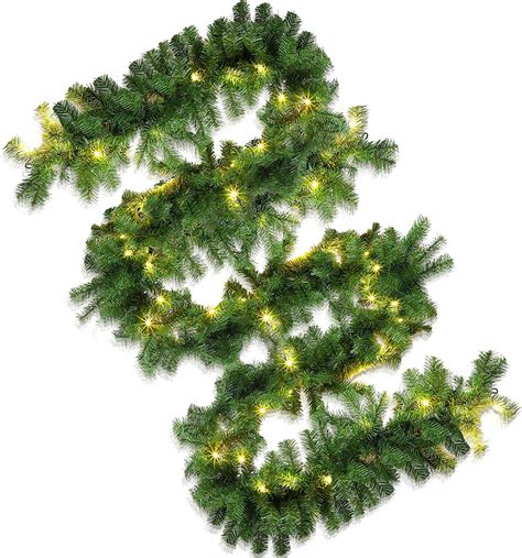 Amazon.com: Juinte 26ft Christmas Garland with 100 LED Battery Operated ...