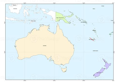 administrative map of the boundaries of the Australia continent, each ...