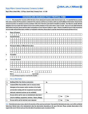 Fillable Online Download Bajaj Allianz Householder Proposal Form Fax ...