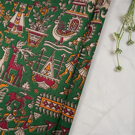 Kalamkari Fabric - Buy Organic Kalamkari Printed Cotton Fabrics | FFAB