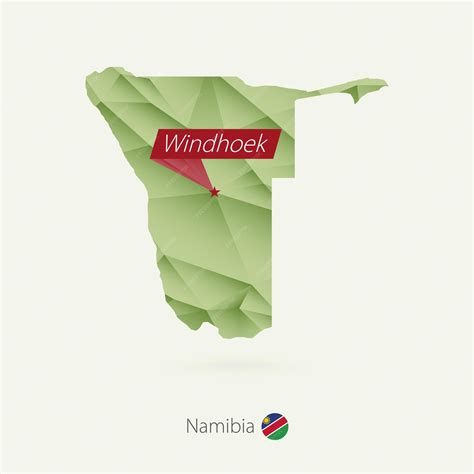 Green gradient low poly map of namibia with capital windhoek | Premium Vector