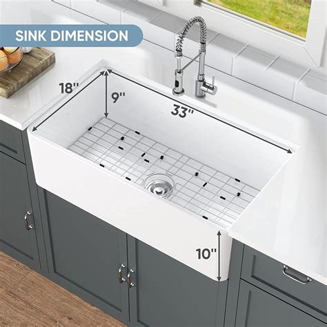 HOROW 33 Inch Farmhouse Sink With Ceramic Porcelain Fireclay