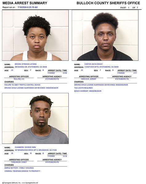 07/16/2024 Booking Report for Bulloch County - AllOnGeorgia