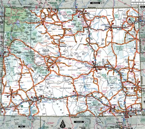 Large Detailed Roads And Highways Map Of Wyoming State With All Cities ...