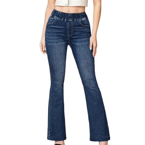 Womens High Waist Flared Elastic Elastic Jeans Slim Fit Butt Lift ...