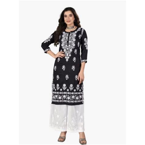 Women's Black Embroidery Chikankari Kurti Palazzo set – mahezon