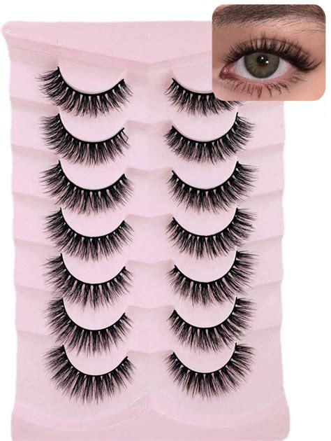 7 Pairs Thick, Lifted, Fluffy Cat Eye Short False Eyelashes. Made Of ...