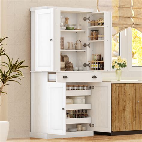 IRONCK Kitchen Pantry Storage Cabinet，72" Height Tall Freestanding ...