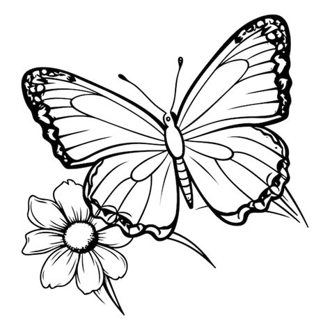 Borboleta em fundo branco ilustração vetorial preto e branco | vetor ...