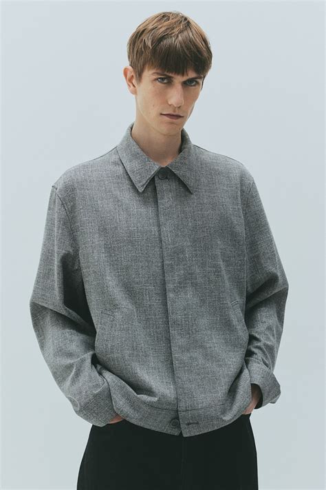 Regular Fit Shacket - Grey marl - Men | H&M IN